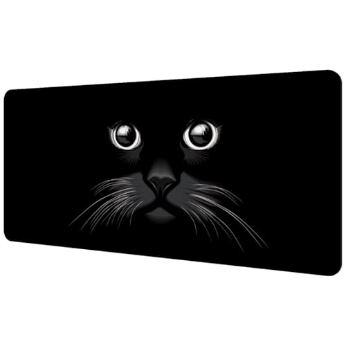 Eslifey Extra großes Mauspad, schwarze Katzenaugen, erweitertes Schreibtisch-Mauspad mit rutschfester Gummiunterseite, Schreibtischunterlage für Gamer, Büro und Zuhause, 40 x 89,5 cm von Eslifey