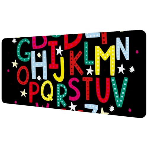 Eslifey Extra großes Mauspad, schwarzes Buchstaben-Alphabet, erweitertes Schreibtisch-Mauspad mit rutschfester Gummiunterseite, Schreibtischunterlage für Gamer, Büro und Zuhause, 40 x 89,5 cm Eslifey Extra großes Mauspad, schwarzes Buchstaben-Alphabet, erweitertes Schreibtisch-Mauspad mit rutschfester Gummiunterseite, Schreibtischunterlage für Gamer, Büro und Zuhause, 40 x 89,5 cm von Eslifey