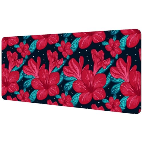 Eslifey Extra großes Mauspad, tropische rote Blume, erweitertes Schreibtisch-Mauspad mit rutschfester Gummiunterseite, Schreibtischunterlage für Gamer, Büro und Zuhause, 40 x 89,5 cm von Eslifey