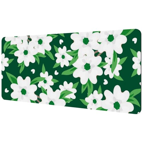 Eslifey Extra großes Mauspad, weißer Hartriegel, Blume, grüne Blätter, erweitertes Schreibtisch-Mauspad mit rutschfester Gummiunterseite, Schreibtischunterlage für Gamer, Büro und Zuhause, 40 x 89,5 Eslifey Extra großes Mauspad, weißer Hartriegel, Blume, grüne Blätter, erweitertes Schreibtisch-Mauspad mit rutschfester Gummiunterseite, Schreibtischunterlage für Gamer, Büro und Zuhause, 40 x 89,5 von Eslifey