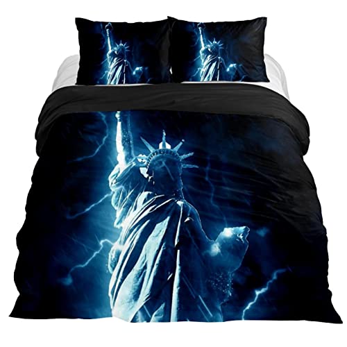 Eslifey Freiheitsstatue Usa Liberty leichtes Bettwäsche-Set, Bettbezug, Reißverschluss, für Schlafzimmer, Einzelbett, 145,8 x 200,7 cm von Eslifey