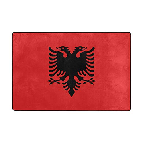 Eslifey Fußmatte mit Flagge von Albanien, rutschfest, für Wohnzimmer, Schlafzimmer, 91,4 x 61 cm von Eslifey