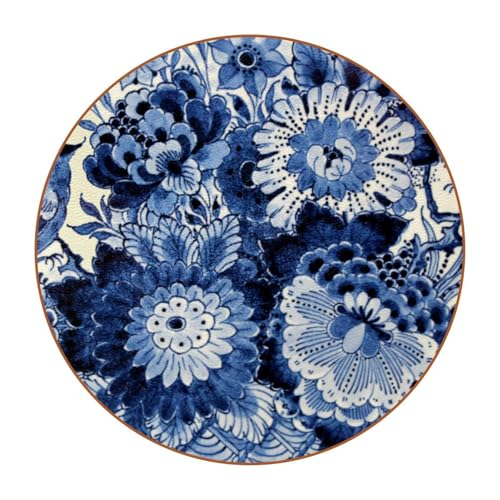 Eslifey Getränkeuntersetzer – Delfter blaue Blumen, Keramik-Getränkeuntersetzer mit Leder, 6-teiliges Set von Eslifey