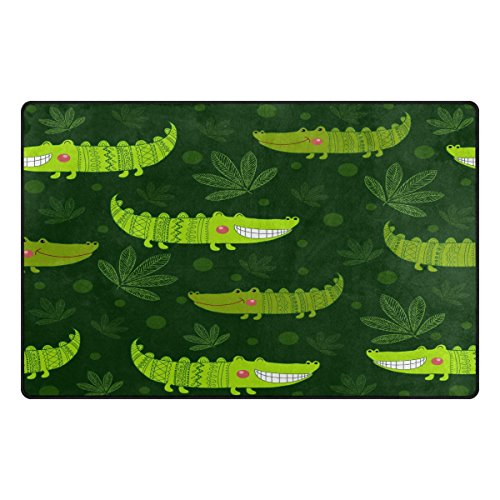 Eslifey Grüner Krokodil-Teppich, rutschfeste Fußmatte, Teppich für Wohnzimmer, Schlafzimmer, 78,7 x 50,8 cm, Polyester, multi, 31 x 20 inch von Eslifey