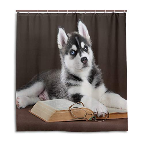 Eslifey Niedlicher Husky Duschvorhang, wasserdicht, 66 x 72 cm von Eslifey