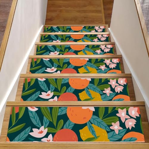 Eslifey Summer Fruit Citrus Oranges Zitronen Blumen Muster Stufenmatten für Holzstufen, 15 Stück, 76,2 x 20,3 cm, rutschfeste Indoor-Treppenläufer, Treppenläufer für Hunde, Kinder, ältere Menschen Eslifey Summer Fruit Citrus Oranges Zitronen Blumen Muster Stufenmatten für Holzstufen, 15 Stück, 76,2 x 20,3 cm, rutschfeste Indoor-Treppenläufer, Treppenläufer für Hunde, Kinder, ältere Menschen von Eslifey