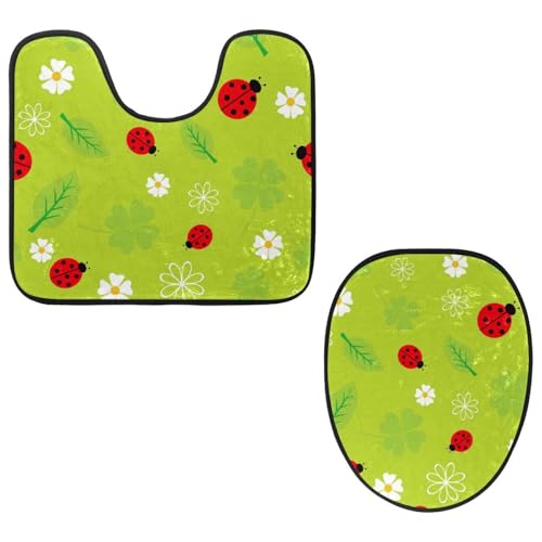 Eslifey Toilettendeckelbezug und U-förmige Toilettenbodenmatte 2 Stück, Insektengrün Design Toilettenmatten-Set, Maschinenwaschbare Sitzbezüge rutschfeste saugfähige Teppiche Eslifey Toilettendeckelbezug und U-förmige Toilettenbodenmatte 2 Stück, Insektengrün Design Toilettenmatten-Set, Maschinenwaschbare Sitzbezüge rutschfeste saugfähige Teppiche von Eslifey
