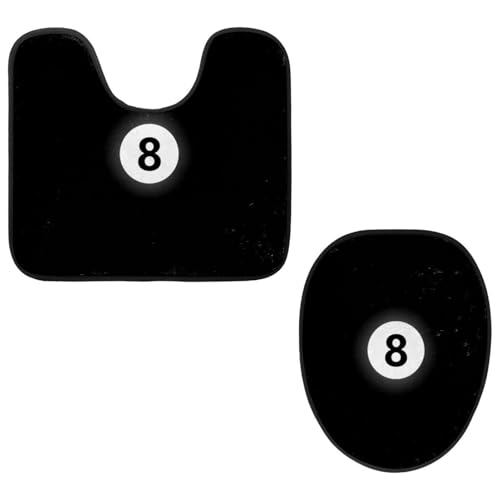 Eslifey Toilettendeckelbezug und U-förmige Toilettenbodenmatte Set mit 2 Stück, 8 Ball Pool Toilettenmatten-Set, Maschinenwaschbare Sitzbezüge rutschfeste saugfähige Teppiche von Eslifey