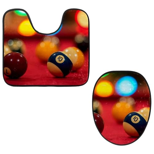Eslifey Toilettendeckelbezug und U-förmige Toilettenbodenmatte Set mit 2 Stück, 8-Ball-Pool-Wallpaper-19 Toilettenmatten-Set, maschinenwaschbare Sitzbezüge, rutschfeste saugfähige Teppiche von Eslifey