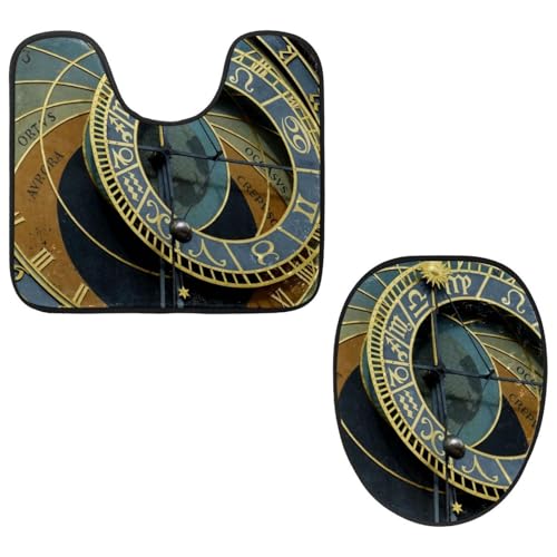 Eslifey Toilettendeckelbezug und U-förmige Toilettenbodenmatte Set mit 2 Stück, Astronomische Uhr Prag Toilettenmatten-Set, Maschinenwaschbare Sitzbezüge, rutschfeste saugfähige Teppiche Eslifey Toilettendeckelbezug und U-förmige Toilettenbodenmatte Set mit 2 Stück, Astronomische Uhr Prag Toilettenmatten-Set, Maschinenwaschbare Sitzbezüge, rutschfeste saugfähige Teppiche von Eslifey