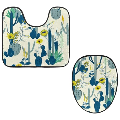 Eslifey Toilettendeckelbezug und U-förmige Toilettenbodenmatte Set mit 2 Stück, Kaktus-Pflanzenbaum-Muster Toilettenmatten-Set, maschinenwaschbare Sitzbezüge rutschfeste saugfähige Teppiche Eslifey Toilettendeckelbezug und U-förmige Toilettenbodenmatte Set mit 2 Stück, Kaktus-Pflanzenbaum-Muster Toilettenmatten-Set, maschinenwaschbare Sitzbezüge rutschfeste saugfähige Teppiche von Eslifey