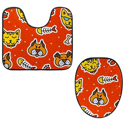 Eslifey Toilettendeckelbezug und U-förmige Toilettenbodenmatte Set mit 2 Stück, Katze Hund Orange Toilettenmatten-Set, Maschinenwaschbare Sitzbezüge rutschfeste saugfähige Teppiche Eslifey Toilettendeckelbezug und U-förmige Toilettenbodenmatte Set mit 2 Stück, Katze Hund Orange Toilettenmatten-Set, Maschinenwaschbare Sitzbezüge rutschfeste saugfähige Teppiche von Eslifey