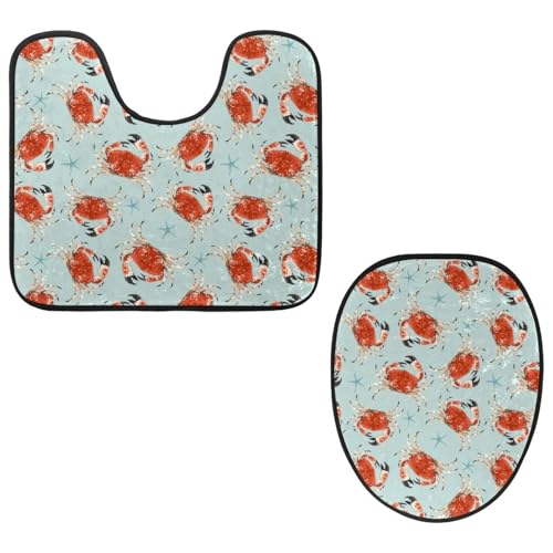 Eslifey Toilettendeckelbezug und U-förmige Toilettenbodenmatte Set mit 2 Stück, Krabben Seestern Muster Toilettenmatten-Set, Maschinenwaschbare Sitzbezüge rutschfeste saugfähige Teppiche Eslifey Toilettendeckelbezug und U-förmige Toilettenbodenmatte Set mit 2 Stück, Krabben Seestern Muster Toilettenmatten-Set, Maschinenwaschbare Sitzbezüge rutschfeste saugfähige Teppiche von Eslifey
