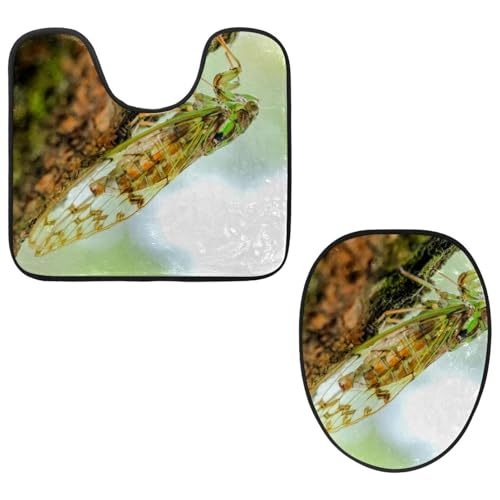 Eslifey Toilettendeckelbezug und U-förmige Toilettenbodenmatte Set mit 2 Stück, Natur Blume Tier Toilettenmatte Set, Maschinenwaschbare Sitzbezüge rutschfeste saugfähige Teppiche von Eslifey