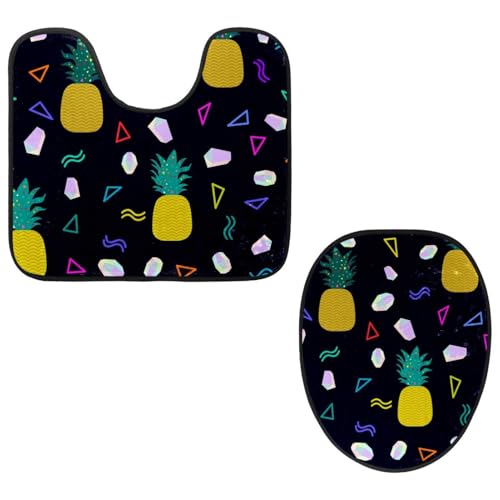 Eslifey Toilettendeckelbezug und U-förmige Toilettenbodenmatte Set mit 2 Stück, Obst Ananas Geometrisches Toilettenmatten-Set, Maschinenwaschbare Sitzbezüge Rutschfeste Saugfähige Teppiche Eslifey Toilettendeckelbezug und U-förmige Toilettenbodenmatte Set mit 2 Stück, Obst Ananas Geometrisches Toilettenmatten-Set, Maschinenwaschbare Sitzbezüge Rutschfeste Saugfähige Teppiche von Eslifey