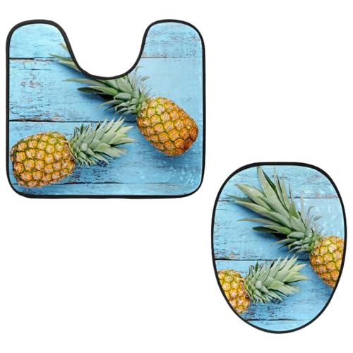 Eslifey Toilettendeckelbezug und U-förmige Toilettenbodenmatte Set mit 2 Stück, Obst Ananas Toilettenmatten-Set, Maschinenwaschbare Sitzbezüge rutschfeste saugfähige Teppiche Eslifey Toilettendeckelbezug und U-förmige Toilettenbodenmatte Set mit 2 Stück, Obst Ananas Toilettenmatten-Set, Maschinenwaschbare Sitzbezüge rutschfeste saugfähige Teppiche von Eslifey