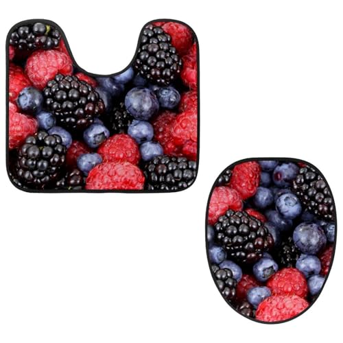 Eslifey Toilettendeckelbezug und U-förmige Toilettenbodenmatte Set mit 2 Stück, Obst Blaubeere Himbeere Toilettenmatten-Set, Maschinenwaschbare Sitzbezüge rutschfeste saugfähige Teppiche Eslifey Toilettendeckelbezug und U-förmige Toilettenbodenmatte Set mit 2 Stück, Obst Blaubeere Himbeere Toilettenmatten-Set, Maschinenwaschbare Sitzbezüge rutschfeste saugfähige Teppiche von Eslifey