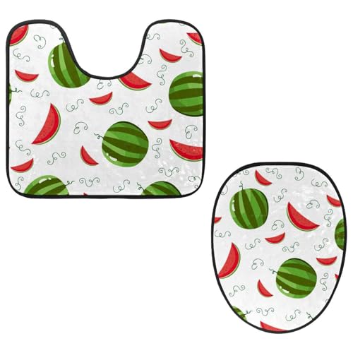 Eslifey Toilettendeckelbezug und U-förmige Toilettenbodenmatte Set mit 2 Stück, Obst Wassermelone Toilettenmatten-Set, maschinenwaschbare Sitzbezüge rutschfeste saugfähige Teppiche Eslifey Toilettendeckelbezug und U-förmige Toilettenbodenmatte Set mit 2 Stück, Obst Wassermelone Toilettenmatten-Set, maschinenwaschbare Sitzbezüge rutschfeste saugfähige Teppiche von Eslifey