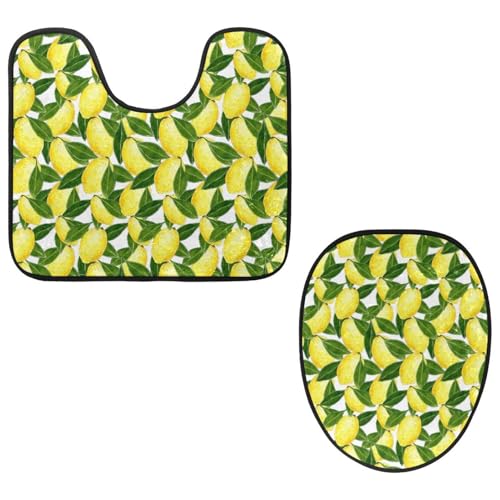 Eslifey Toilettendeckelbezug und U-förmige Toilettenbodenmatte Set mit 2 Stück, Obst-Zitronenmuster Toilettenmatten-Set, maschinenwaschbare Sitzbezüge rutschfeste saugfähige Teppiche Eslifey Toilettendeckelbezug und U-förmige Toilettenbodenmatte Set mit 2 Stück, Obst-Zitronenmuster Toilettenmatten-Set, maschinenwaschbare Sitzbezüge rutschfeste saugfähige Teppiche von Eslifey