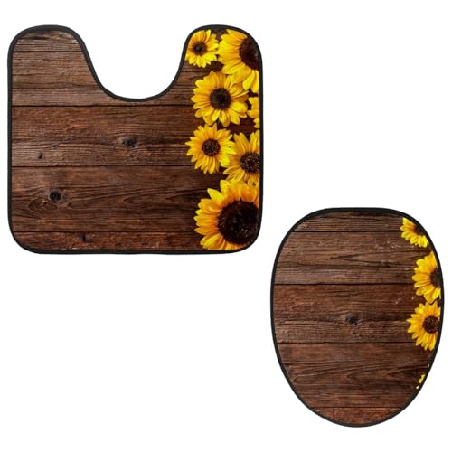 Eslifey Toilettendeckelbezug und U-förmige Toilettenbodenmatte Set mit 2 Stück, Sonnenblumen-WC-Vorleger-Set, maschinenwaschbare Sitzbezüge, rutschfeste saugfähige Teppiche Eslifey Toilettendeckelbezug und U-förmige Toilettenbodenmatte Set mit 2 Stück, Sonnenblumen-WC-Vorleger-Set, maschinenwaschbare Sitzbezüge, rutschfeste saugfähige Teppiche von Eslifey