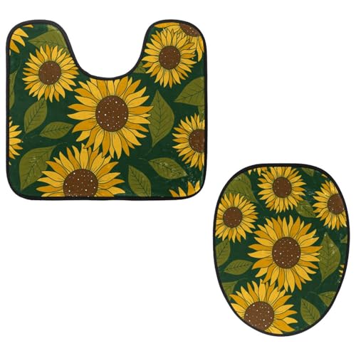 Eslifey Toilettendeckelbezug und U-förmige Toilettenbodenmatte Set mit 2 Stück, Sonnenblumen-WC-Vorleger-Set, maschinenwaschbare Sitzbezüge, rutschfeste saugfähige Teppiche Eslifey Toilettendeckelbezug und U-förmige Toilettenbodenmatte Set mit 2 Stück, Sonnenblumen-WC-Vorleger-Set, maschinenwaschbare Sitzbezüge, rutschfeste saugfähige Teppiche von Eslifey