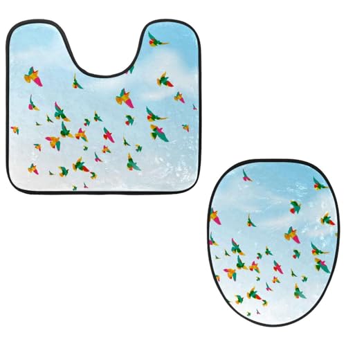 Eslifey Toilettendeckelbezug und U-förmige Toilettenbodenmatte Set mit 2 Stück, Vögel fliegender Himmel Toilettenmatten-Set, maschinenwaschbare Sitzbezüge rutschfeste saugfähige Teppiche Eslifey Toilettendeckelbezug und U-förmige Toilettenbodenmatte Set mit 2 Stück, Vögel fliegender Himmel Toilettenmatten-Set, maschinenwaschbare Sitzbezüge rutschfeste saugfähige Teppiche von Eslifey
