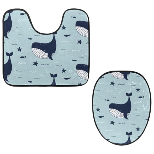 Eslifey Toilettendeckelbezug und U-förmige Toilettenbodenmatte Set mit 2 Stück, Walmeer Toilettenmatten-Set, maschinenwaschbare Sitzbezüge rutschfeste saugfähige Teppiche Eslifey Toilettendeckelbezug und U-förmige Toilettenbodenmatte Set mit 2 Stück, Walmeer Toilettenmatten-Set, maschinenwaschbare Sitzbezüge rutschfeste saugfähige Teppiche von Eslifey