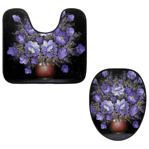 Eslifey Toilettendeckelbezug und U-förmige Toilettenbodenmatte Set mit 2 Stück, blaue Blumen Vase Toilettenmatten-Set, maschinenwaschbare Sitzbezüge rutschfeste saugfähige Teppiche Eslifey Toilettendeckelbezug und U-förmige Toilettenbodenmatte Set mit 2 Stück, blaue Blumen Vase Toilettenmatten-Set, maschinenwaschbare Sitzbezüge rutschfeste saugfähige Teppiche von Eslifey