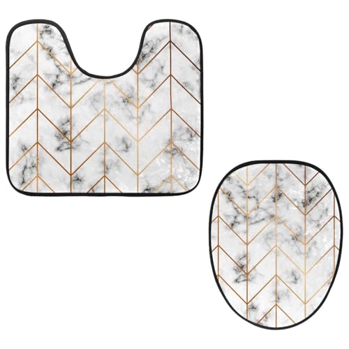 Eslifey Toilettendeckelbezug und U-förmige Toilettenbodenmatte Set mit 2 Stück, weiße Marmorstruktur mit Spinnennetz-WC-Vorleger-Set, maschinenwaschbare Sitzbezüge rutschfeste saugfähige Teppiche Eslifey Toilettendeckelbezug und U-förmige Toilettenbodenmatte Set mit 2 Stück, weiße Marmorstruktur mit Spinnennetz-WC-Vorleger-Set, maschinenwaschbare Sitzbezüge rutschfeste saugfähige Teppiche von Eslifey