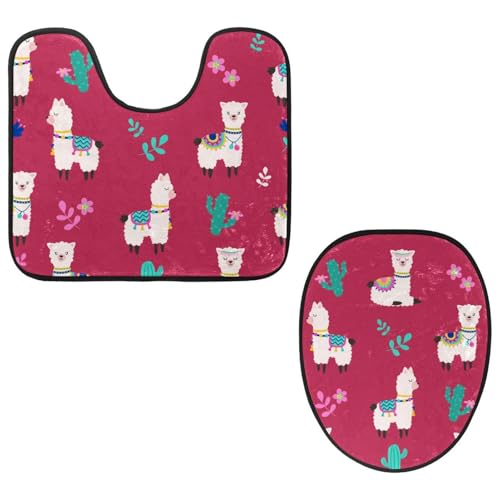 Eslifey Toilettendeckelbezug und U-förmige WC-Bodenmatte Set mit 2 Stück, Alpaka-rotes Lama-WC-Vorleger-Set, maschinenwaschbare Sitzbezüge, rutschfeste saugfähige Teppiche Eslifey Toilettendeckelbezug und U-förmige WC-Bodenmatte Set mit 2 Stück, Alpaka-rotes Lama-WC-Vorleger-Set, maschinenwaschbare Sitzbezüge, rutschfeste saugfähige Teppiche von Eslifey