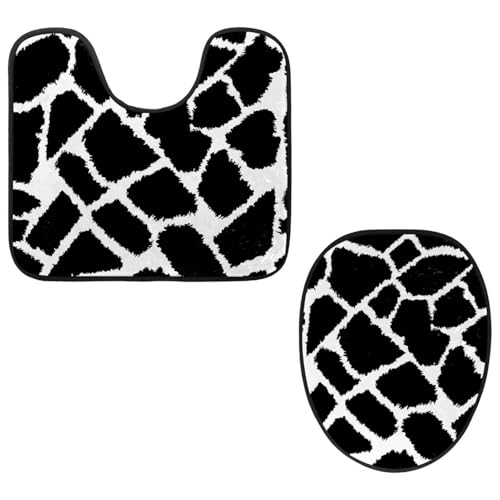 Eslifey Toilettendeckelbezug und U-förmige WC-Bodenmatte Set mit 2 Stück, Giraffe Schwarz Druck WC Vorleger Set, Maschinenwaschbare Sitzbezüge Rutschfeste Saugfähige Teppiche Eslifey Toilettendeckelbezug und U-förmige WC-Bodenmatte Set mit 2 Stück, Giraffe Schwarz Druck WC Vorleger Set, Maschinenwaschbare Sitzbezüge Rutschfeste Saugfähige Teppiche von Eslifey