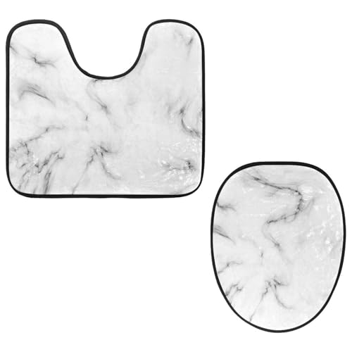 Eslifey Toilettendeckelbezug und U-förmige WC-Bodenmatte Set mit 2 Stück, Marmor Weiß WC Vorleger Set, Maschinenwaschbare Sitzbezüge Rutschfeste Saugfähige Teppiche Eslifey Toilettendeckelbezug und U-förmige WC-Bodenmatte Set mit 2 Stück, Marmor Weiß WC Vorleger Set, Maschinenwaschbare Sitzbezüge Rutschfeste Saugfähige Teppiche von Eslifey