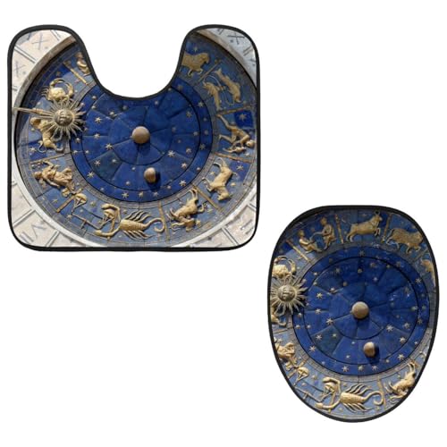 Eslifey Toilettendeckelbezug und U-förmige WC-Bodenmatte Set mit 2 Stück, Uhr Venedig Architektur Denkmal WC Vorleger Set, Maschinenwaschbare Sitzbezüge Rutschfeste Saugfähige Teppiche Eslifey Toilettendeckelbezug und U-förmige WC-Bodenmatte Set mit 2 Stück, Uhr Venedig Architektur Denkmal WC Vorleger Set, Maschinenwaschbare Sitzbezüge Rutschfeste Saugfähige Teppiche von Eslifey