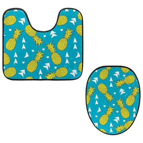 Eslifey Toilettendeckelbezug und U-förmige WC-Bodenmatte Set mit 2 Stück, blaue Ananas-WC-Vorleger-Set, maschinenwaschbare Sitzbezüge, rutschfeste saugfähige Teppiche Eslifey Toilettendeckelbezug und U-förmige WC-Bodenmatte Set mit 2 Stück, blaue Ananas-WC-Vorleger-Set, maschinenwaschbare Sitzbezüge, rutschfeste saugfähige Teppiche von Eslifey