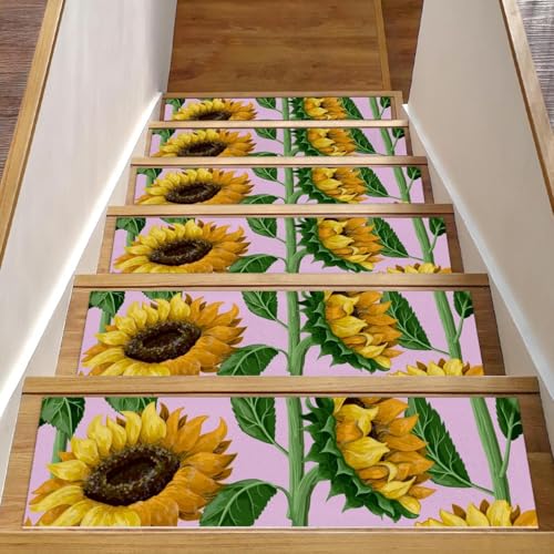 Eslifey Toward the Sun Treppenläufer mit Sonnenblumen-Illustration, für Holzstufen, rutschfest, 76,2 x 20,3 cm, für Hunde, Kinder, ältere Menschen, mit wiederverwendbarem Klebstoff, 15 Stück Eslifey Toward the Sun Treppenläufer mit Sonnenblumen-Illustration, für Holzstufen, rutschfest, 76,2 x 20,3 cm, für Hunde, Kinder, ältere Menschen, mit wiederverwendbarem Klebstoff, 15 Stück von Eslifey