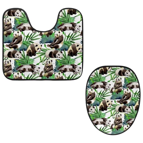 Eslifey WC-Deckelbezug und U-förmige WC-Bodenmatte, Set mit 2 Stück, Aquarell-Panda-Blatt, WC-Vorleger-Set, maschinenwaschbare Sitzbezüge, rutschfeste, saugfähige Teppiche Eslifey WC-Deckelbezug und U-förmige WC-Bodenmatte, Set mit 2 Stück, Aquarell-Panda-Blatt, WC-Vorleger-Set, maschinenwaschbare Sitzbezüge, rutschfeste, saugfähige Teppiche von Eslifey