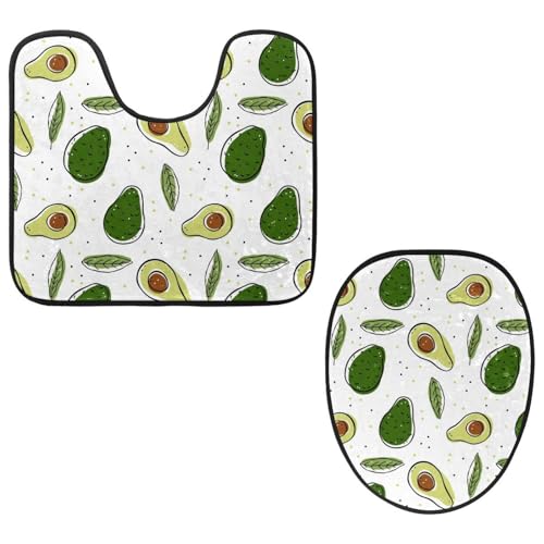 Eslifey WC-Deckelbezug und U-förmige WC-Bodenmatte, Set mit 2 Stück, Farbe Avocado-Früchte, WC-Vorleger-Set, maschinenwaschbare Sitzbezüge, rutschfeste, saugfähige Teppiche Eslifey WC-Deckelbezug und U-förmige WC-Bodenmatte, Set mit 2 Stück, Farbe Avocado-Früchte, WC-Vorleger-Set, maschinenwaschbare Sitzbezüge, rutschfeste, saugfähige Teppiche von Eslifey