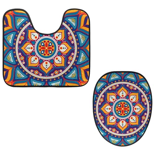 Eslifey WC-Deckelbezug und U-förmige WC-Bodenmatte, Set mit 2 Stück, Mandala, Boho, indisch, Vintage, buntes Toilettenmatten-Set, maschinenwaschbar, rutschfeste saugfähige Teppiche Eslifey WC-Deckelbezug und U-förmige WC-Bodenmatte, Set mit 2 Stück, Mandala, Boho, indisch, Vintage, buntes Toilettenmatten-Set, maschinenwaschbar, rutschfeste saugfähige Teppiche von Eslifey