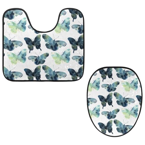 Eslifey WC-Deckelbezug und U-förmige WC-Bodenmatte, Set mit 2 Stück, Schmetterlinge, Aquarell-Stil, WC-Vorleger-Set, maschinenwaschbare Sitzbezüge, rutschfeste, saugfähige Teppiche Eslifey WC-Deckelbezug und U-förmige WC-Bodenmatte, Set mit 2 Stück, Schmetterlinge, Aquarell-Stil, WC-Vorleger-Set, maschinenwaschbare Sitzbezüge, rutschfeste, saugfähige Teppiche von Eslifey