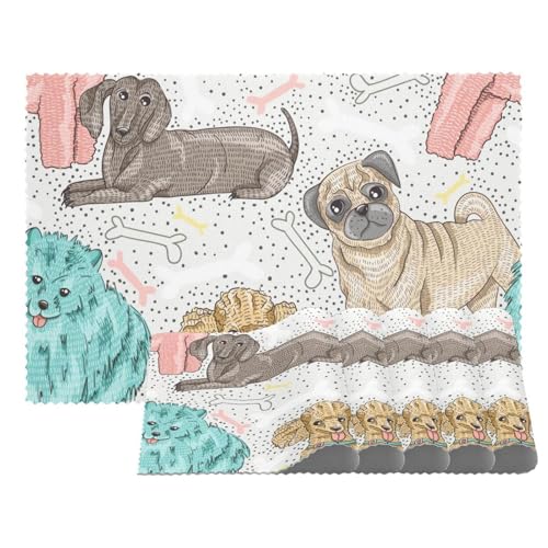 Little Breed Dogs Bichon Mops Platzsets, hitzebeständig, waschbar, rutschfest, schmutzabweisend, für den Außenbereich, Tischset für Tisch, Küche, Esszimmer, leicht zu reinigen, 4 Stück Little Breed Dogs Bichon Mops Platzsets, hitzebeständig, waschbar, rutschfest, schmutzabweisend, für den Außenbereich, Tischset für Tisch, Küche, Esszimmer, leicht zu reinigen, 4 Stück von Eslifey