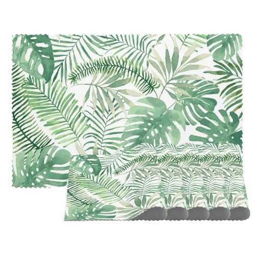 Mauritius Grüne Blätter Tischsets, Hitzebeständige Tischsets, 4er-Set, waschbar, rutschfest, schmutzabweisend, für den Außenbereich, Tischset für Tisch, Küche, Esszimmer, leicht zu reinigen Mauritius Grüne Blätter Tischsets, Hitzebeständige Tischsets, 4er-Set, waschbar, rutschfest, schmutzabweisend, für den Außenbereich, Tischset für Tisch, Küche, Esszimmer, leicht zu reinigen von Eslifey