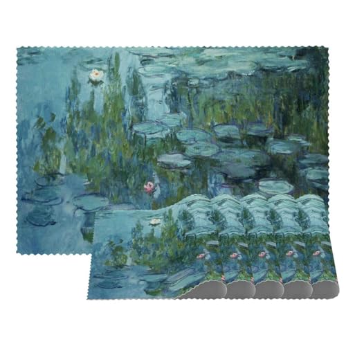 Monet Tischsets mit Seerosenmotiv, hitzebeständig, waschbar, rutschfest, schmutzabweisend, für den Außenbereich, für Tisch, Küche, Esszimmer, leicht zu reinigen, 4 Stück Monet Tischsets mit Seerosenmotiv, hitzebeständig, waschbar, rutschfest, schmutzabweisend, für den Außenbereich, für Tisch, Küche, Esszimmer, leicht zu reinigen, 4 Stück von Eslifey