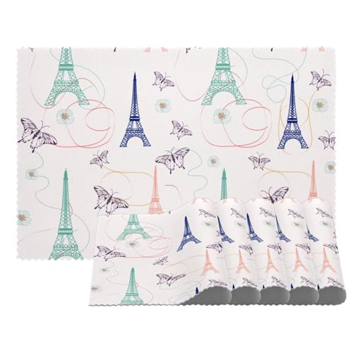 Paris Eiffelturm mit Schmetterlingen Platzsets, hitzebeständige Tischsets, 4er-Set, waschbar, rutschfest, schmutzabweisend, für den Außenbereich, für Tisch, Küche, Esszimmer, leicht zu reinigen Paris Eiffelturm mit Schmetterlingen Platzsets, hitzebeständige Tischsets, 4er-Set, waschbar, rutschfest, schmutzabweisend, für den Außenbereich, für Tisch, Küche, Esszimmer, leicht zu reinigen von Eslifey