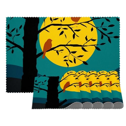 Platzsets mit Vögeln und Tier-Silhouetten, hitzebeständig, waschbar, rutschfest, schmutzabweisend, für den Außenbereich, für Tisch, Küche, Esszimmer, leicht zu reinigen, 4 Stück Platzsets mit Vögeln und Tier-Silhouetten, hitzebeständig, waschbar, rutschfest, schmutzabweisend, für den Außenbereich, für Tisch, Küche, Esszimmer, leicht zu reinigen, 4 Stück von Eslifey