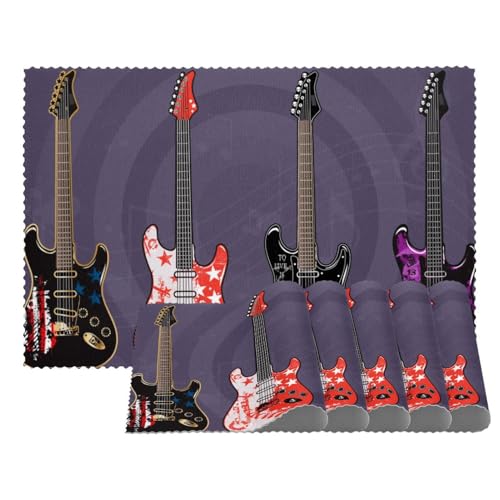 Retro-E-Gitarren Kunstdruck-Tischsets, hitzebeständige Tischsets, 4er-Set, waschbar, rutschfest, schmutzabweisend, für den Außenbereich, für Tisch, Küche, Esszimmer, leicht zu reinigen Retro-E-Gitarren Kunstdruck-Tischsets, hitzebeständige Tischsets, 4er-Set, waschbar, rutschfest, schmutzabweisend, für den Außenbereich, für Tisch, Küche, Esszimmer, leicht zu reinigen von Eslifey