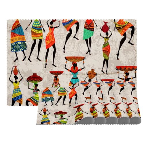 Retro Schöne afrikanische Frauen Tischsets Hitzebeständige Tischsets 4er Set Waschbar Rutschfest Fleckenabweisend Outdoor Platzsets für Tisch Küche Esszimmer Leicht zu Reinigen von Eslifey