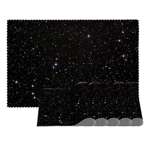 Schwarze Galaxy Stars Platzsets, hitzebeständige Tischsets, 4er-Set, waschbar, rutschfest, schmutzabweisend, für den Außenbereich, Tischset für Tisch, Küche, Esszimmer, leicht zu reinigen Schwarze Galaxy Stars Platzsets, hitzebeständige Tischsets, 4er-Set, waschbar, rutschfest, schmutzabweisend, für den Außenbereich, Tischset für Tisch, Küche, Esszimmer, leicht zu reinigen von Eslifey