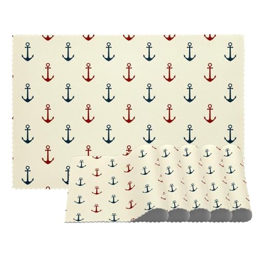 Süße nautische Platzsets, hitzebeständig, waschbar, rutschfest, schmutzabweisend, für den Außenbereich, für Tisch, Küche, Esszimmer, leicht zu reinigen, 4 Stück Süße nautische Platzsets, hitzebeständig, waschbar, rutschfest, schmutzabweisend, für den Außenbereich, für Tisch, Küche, Esszimmer, leicht zu reinigen, 4 Stück von Eslifey