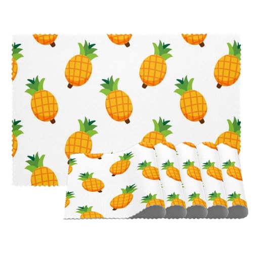 Tischsets mit Ananas-Design, hitzebeständig, waschbar, rutschfest, schmutzabweisend, für den Außenbereich, für Tisch, Küche, Esszimmer, leicht zu reinigen, 4 Stück von Eslifey