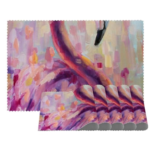 Tischsets mit Flamingo-Motiv, hitzebeständig, waschbar, rutschfest, schmutzabweisend, für den Außenbereich, für Tisch, Küche, Esszimmer, leicht zu reinigen, 4 Stück von Eslifey